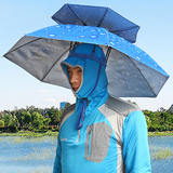 紫外线特价钓鱼伞帽头戴伞帽大号三折遮阳伞帽双层透气折叠防雨防