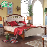 地中海床实木床美式乡村床橡木床卧室双人床婚床田园高箱床储物床