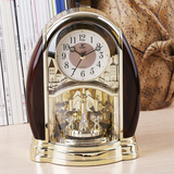 霸王座钟客厅床头钟表欧美式小台钟创意静音时钟复古音乐石英钟