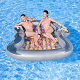 bestway加厚双人浮排情侣充气浮板浮岛 成人浮床两人漂流水上躺椅
