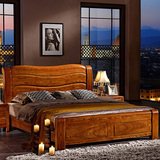 水曲柳实木床1.8米双人床全实木床  现代中式实木床