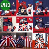 纯棉四件套美国英国旗全棉儿童卡通床上用品英伦风米字旗被套床单