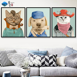 diy数字油画 客厅人物风景动物卡通动漫手绘大幅装饰画猫狗鹿系列
