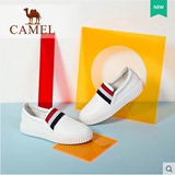 Camel/骆驼女鞋 正品新款 真皮时尚休闲中跟单鞋 小白鞋A63850608