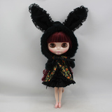 Takara Blythe小布娃娃衣服 可爱兔子3件套 帽子+花裙+黑裙 6分娃