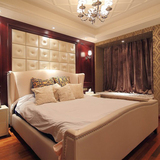 欧式床 新古典全实木皮艺床 1.51.8米婚床 样板房双人床 卧室家具