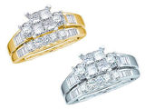 美国代购 珠宝首饰品女白色/黄色黄金公主切割钻石新娘订婚戒指