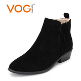 vog fashion沃格时尚 秋冬裸靴磨砂皮侧拉链靴子切尔西低跟短靴女