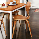 迪美北欧曲木椅现代简约宜家木餐椅美式麦当劳餐厅全实木餐椅特价
