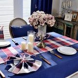美式乡村英伦茶几桌布餐桌布艺加厚纯色格子棉麻西餐台布长方形