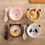 可爱儿童陶瓷餐具 创意饭碗盘勺 卡通系列套装 家用小碗沙拉碗