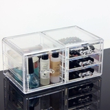 透明桌面收纳盒抽屉式储物盒塑料化妆品收纳盒多层收纳箱盒小柜子