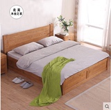 纯实木床高箱体床1.8米储物大床1.5米双人简约白橡木双人床定制