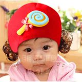 婴儿帽子夏季女0-3-6个月女童公主帽夏天韩版纯棉套头宝宝假发帽