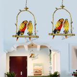 蒂凡尼吊灯彩色艺术玻璃鹦鹉复古吊灯阳台玄关走廊吧台高档会所灯