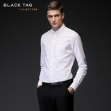 Lilbetter黑标男士长袖衬衫 春款新品白色拼接商务休闲衬衣男原创