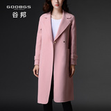 GOOBGS/谷邦2015冬季新品 轻薄双面呢大衣简约直筒长款毛呢外套女