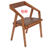 欧式木头椅子带扶手新中式餐椅 简约靠背椅实木椅子 软包实木餐椅
