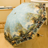 太阳伞男女士超强防晒防紫外线遮阳伞油画创意晴雨伞折叠两用双层