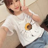 短袖T恤女2016韩版夏季新款学生上衣服闺蜜装圆领卡通印花打底衫