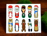儿童贴纸 卡通圣诞节老公公姜饼人雪人麋鹿圣诞树手指纹身贴 简包