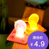 韩版萌物不插电电池小夜灯卡片灯节能创意床头台灯夜光小壁灯