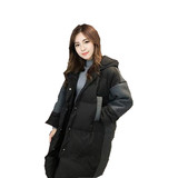 专柜正品2016冬装新款韩版加厚大码带帽拼接羽绒服女式中长款外套