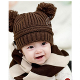 韩版冬天男孩女孩子护耳帽保暖可爱宝宝毛线帽新款双球球儿童帽子