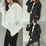 2016春装新款韩版女装学生百搭宽松长袖蝙蝠衫薄款超短小风衣外套