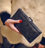 2015冬韩版时尚潮流新款女士长款钱包油蜡亮面多卡位钱夹手拿女包