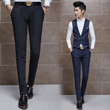 2016韩国新款潮男人装主持人舞会休闲西裤韩版修身显瘦个性绅士风