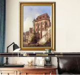 JZFJ001 美式古楼风景油画装饰画竖版客厅大幅挂画 世界名画古城
