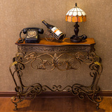 美式复古铁艺置物架半圆桌玄关桌玄关台墙边桌时尚电话桌玄关柜