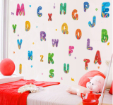 可移除墙贴纸英文字母卡通儿童房贴画幼儿园教室墙壁装饰音母墙纸