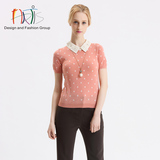 雅迪斯ARTIS女装专柜正品 波点粉色短袖羊毛针织衫352401-35204