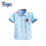 TAGA童装男童短袖T恤2016新款夏装中大童纯棉衬衣立领上衣