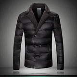 中长款加厚保暖羽绒服男外套2015新款纯色黑色韩版修身冬季外穿潮