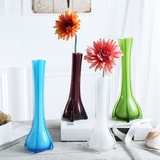 创意欧式时尚彩色单只玻璃花瓶客厅餐桌插花花器小摆件宜家现代