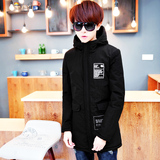 冬季新薄款青少年棉衣男装中长款修身型羽绒棉服学生韩版保暖外套