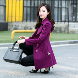 2016春装新款女装中长款修身显瘦韩版单排扣纯色大码女式风衣外套