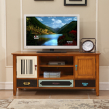 美式风格实木欧式电视柜客厅电视柜视听地柜地中海田园彩绘家具