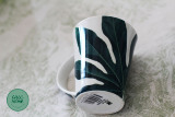 绿瓷家 外贸出口原单库存新骨瓷陶瓷绿色树叶咖啡牛奶茶杯马克杯A