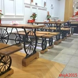 美式乡村家具咖啡馆铁艺餐桌椅组合 复古休闲LOFT风格个性长桌椅