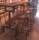 铁艺工业风吧台桌椅组合 复古酒吧桌椅 做旧咖啡椅吧台凳高脚凳