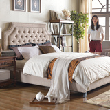 简约欧式现代设计软包床布艺双人床1.8米包邮特价铆钉软麻布婚床