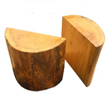 奥坎巴花实木大板配套脚架桦木墩一劈为二原木桌板支架半圆形桌腿