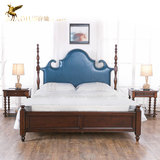 睿驰 美式乡村实木双人床 1.8米欧式复古双人床新婚古典床
