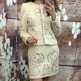 杜嘉班纳DG代购2014秋冬女装两件套毛呢套裙小外套+包臀半裙套装