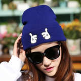 韩国冬季帽子女士冬天加厚大拇指针织帽毛线帽子韩版保暖帽潮男女