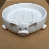可立特软装家居饰品欧式白色创意小猪造型肥皂盒摆件浴室用品礼品